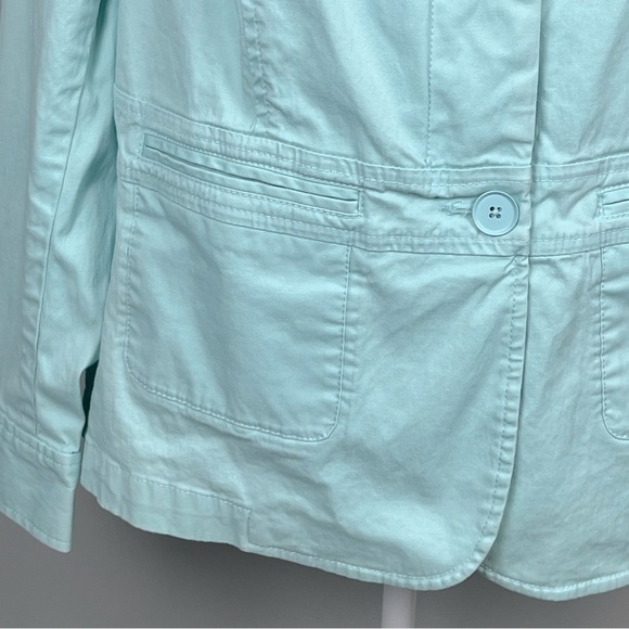 Talbots Petites blue button front cotton jacket, size 14W. - Picture 9 of 13